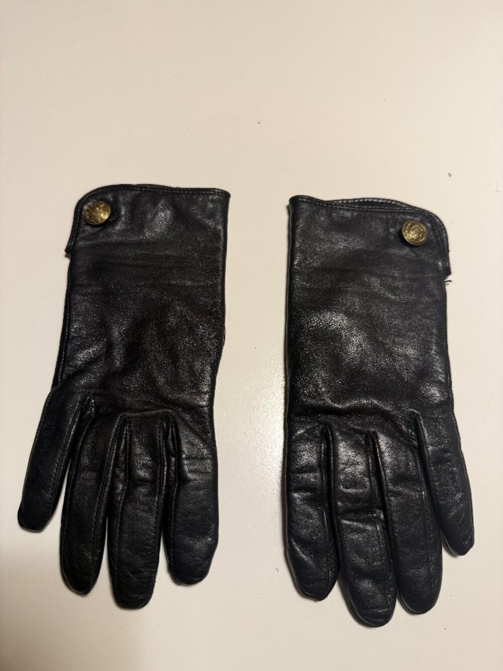 Grandoe Women’s Black Genuine Soft Leather Wrist Gloves Black Size 6.5